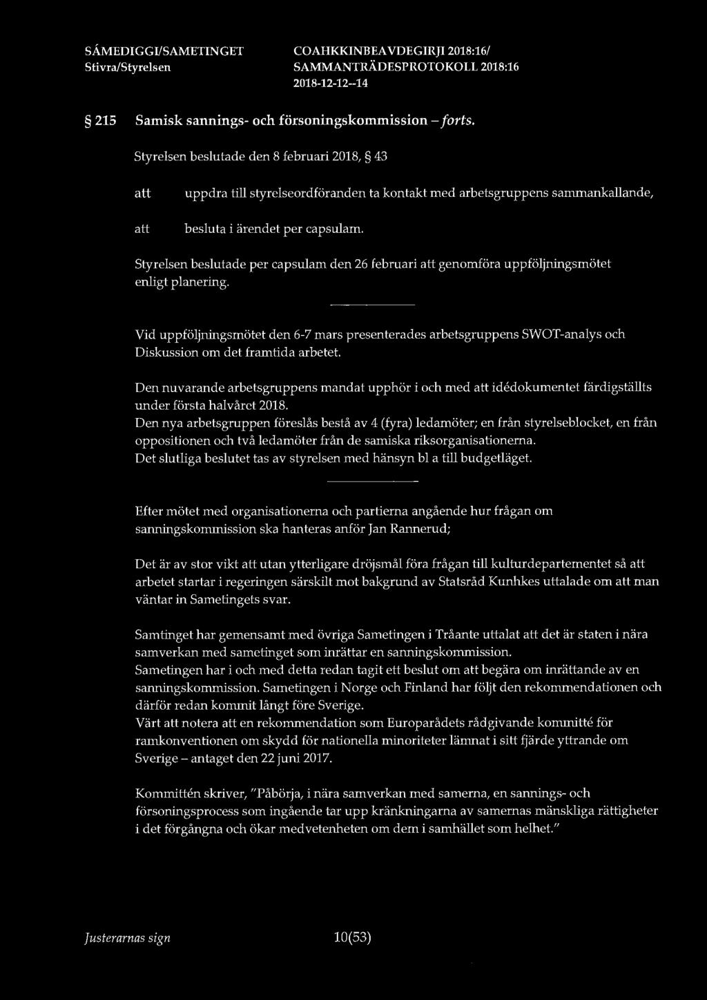 215 Samisk sannings- och försoningskommission - forts.