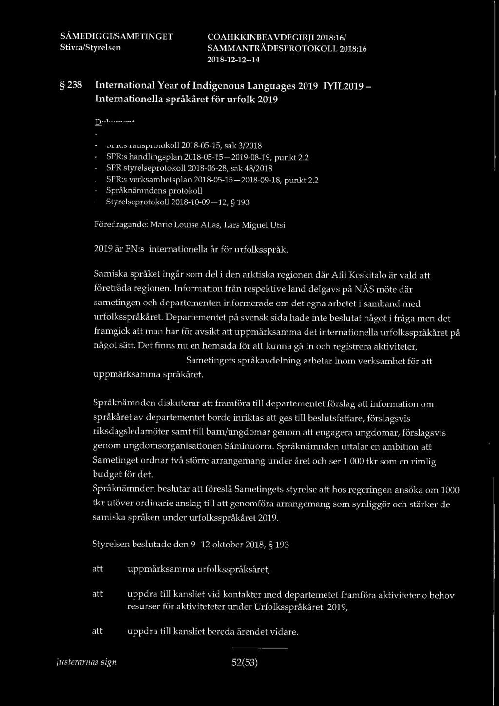 238 International Y ear of lndigenous Languages 2019 IYIL2019 - Internationella språkåret för urfolk 2019 - www.