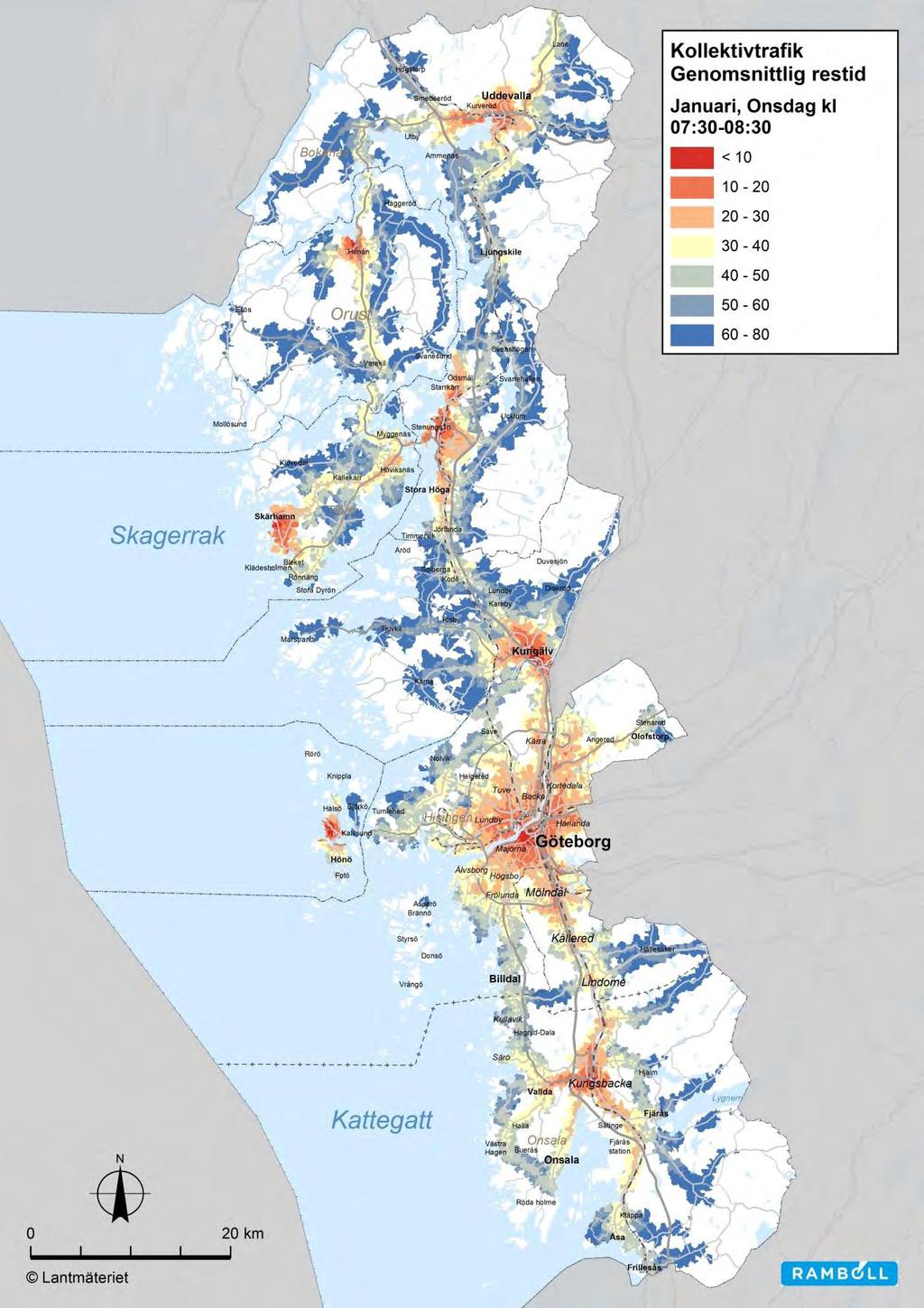 Figur 10 Tillgänglighet från de centrala