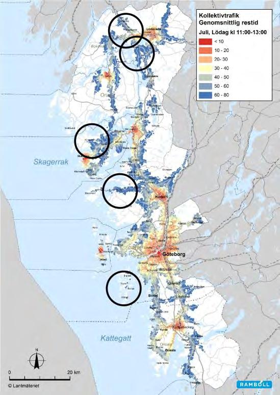 5.2.5 Säsongsvariationer För att förstå säsongsvariationerna har en jämförelse gjorts mellan tillgänglighetsanalysen för helgen under vintertid och helgen under sommartid.