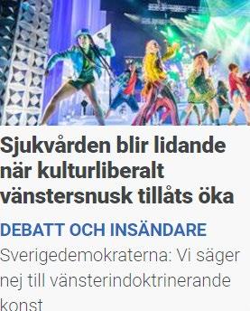 Minskad ram till kultur Under de senaste 5 åren har kulturen fått ökade ramar med 200mnkr. Vid många verksamheter är självfinansieringsgraden usel. En operabiljett är ofta subventionerad med ca 2.