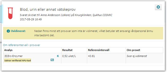 I tidslinjen visas också patientens födelsedag, för att användaren lättare ska kunna sätta informationen i tidslinjen i ett tidsperspektiv.