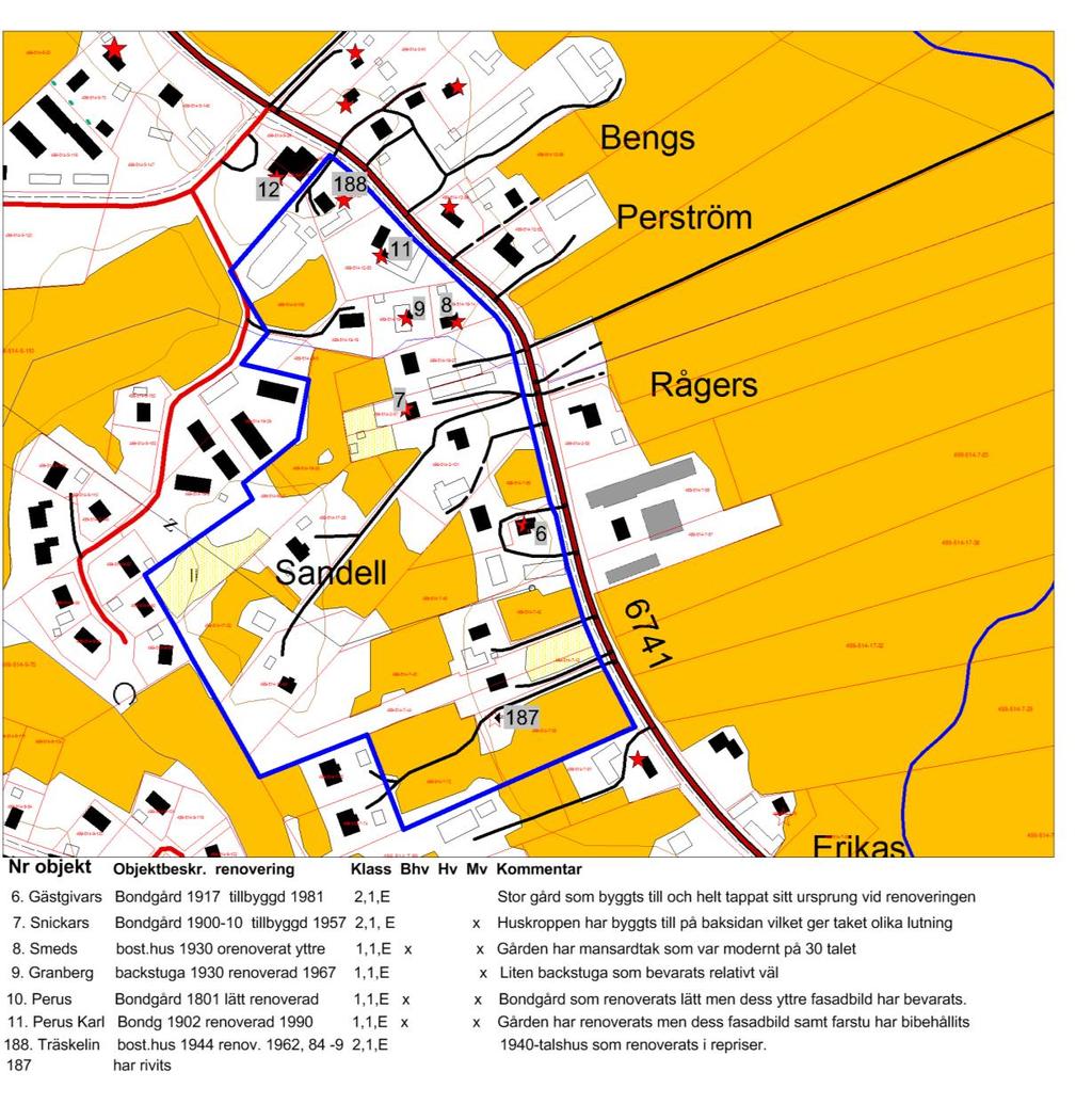 Solf Hägnan, kvarter 45-49 8 3.1.4 Den byggda kulturmiljön Tre av byggnaderna har i en tidigare utredning bedömts ha byggnadshistoriskt värde; nr 8, 10 och 11.