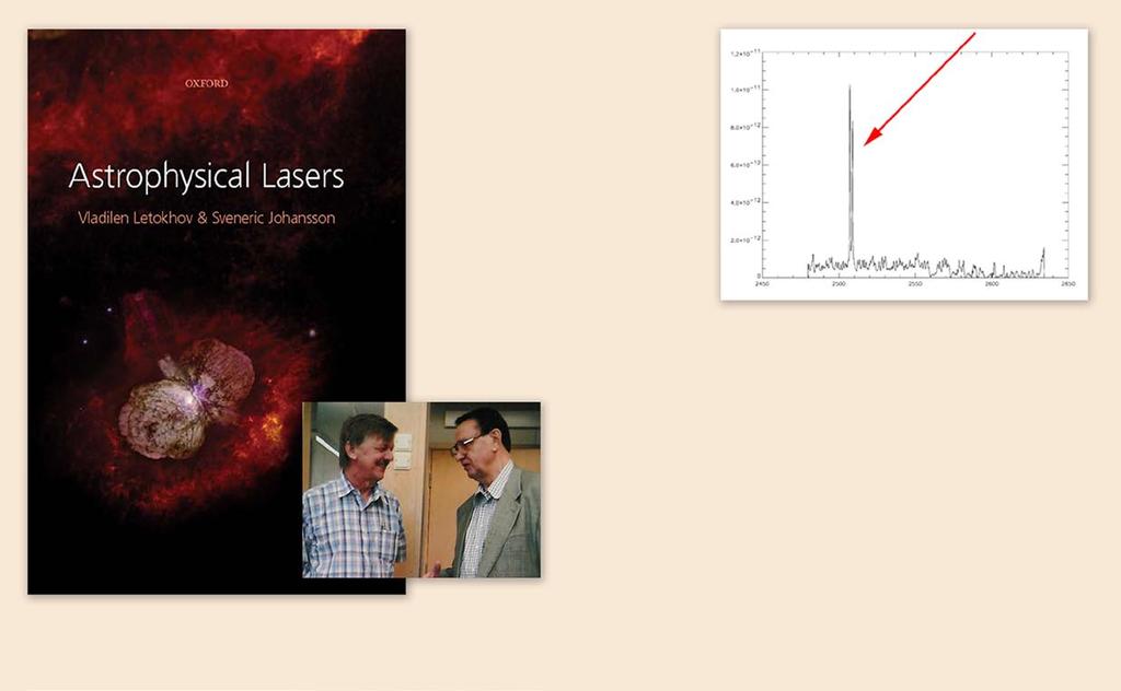 En laserstjärna? 357 Johansson och Letokhov I boken Astrophysical Lasers, som publicerades postumt 2010 Sveneric Johansson avled 2008 och Vladilen Letokhov 2009, beskriver de sin forskning.