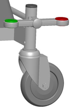Hjulens funktion Tvådelad brits Handhavande Hjulens funktion Britsarna kan utrustas med antingen centrallåsta hjul eller separat låsbara
