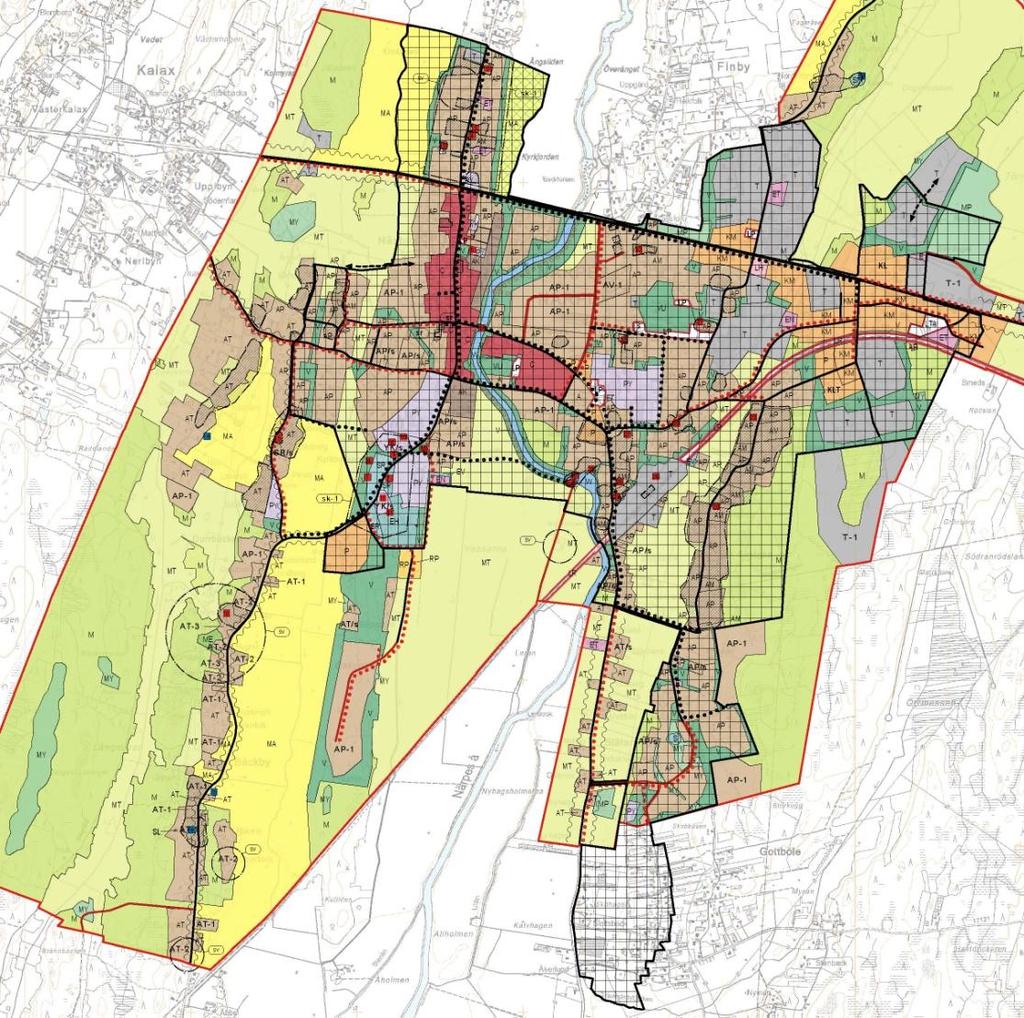 Bild: Utdrag ur utkast till delgeneralplan för Närpes centrum. 2) Delgeneralplan för Norrskogen vindkraftspark Delgeneralplanen för Norrskogens vindkraftspark godkändes av stadsfullmäktige 24.9.2012.