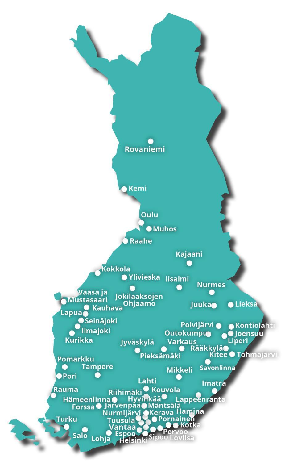 ORTER I FINLAND SOM ERBJUDER UNGA SERVICE GENOM EN