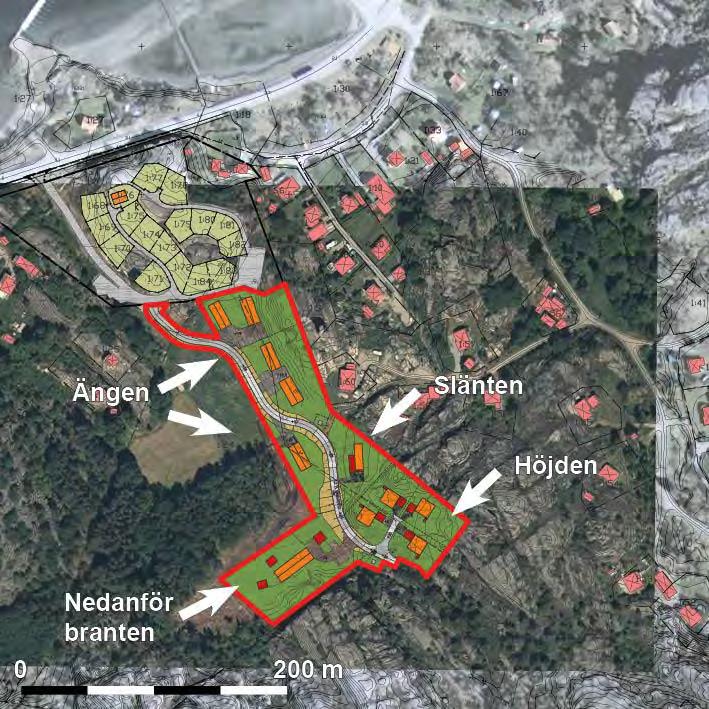 16 Avstyckade bostadsfastigheter är på 250-300 kvadratmeter inom detaljplaneområdet för Heljeröd 1:8 och de fastigheter som ligger öster om planområdet har en tomtstorlek som varierar mellan 750 och