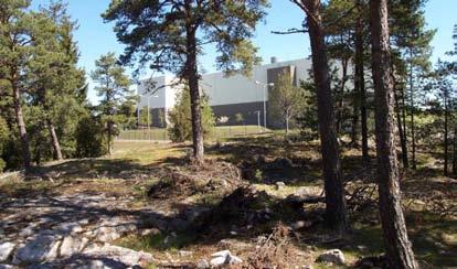 Figur 9-13. Del av den hällmarkstallskog vid Clab som tas i anspråk av inkapslingsanläggningen. Det ökade antalet transporter ger upphov till ökade utsläpp till luft.