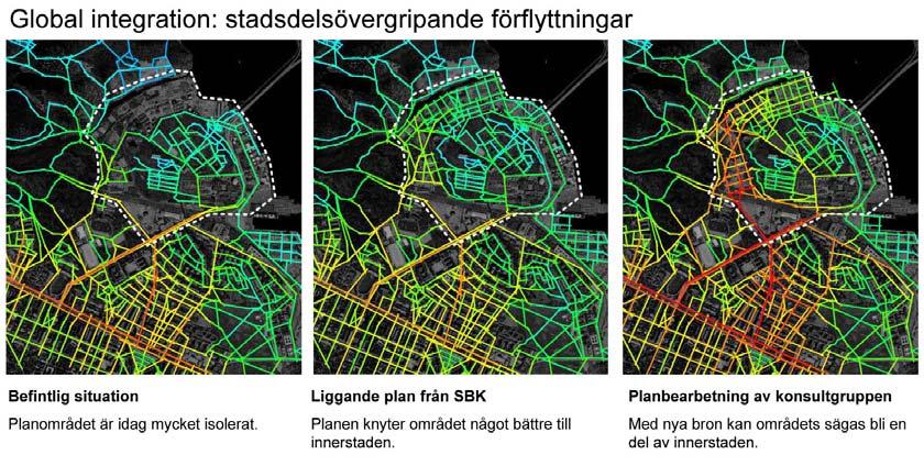 12 (15) olika områden. Ytterligare punkter att studera är området vid Rådjurstigens anslutning till Gasverksvägen liksom en förstärkning av kopplingen från Hjorthagen mot Gärdet och innerstaden.