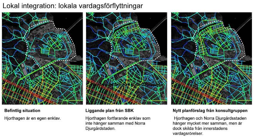 Jämförande integrationsanalyser, Spacescape AB Stadsbyggnadskontoret föreslår att en ny och bättre koppling för olika trafikantgrupper över Värtabanan och Norra Länkens planerade sträckning prövas i