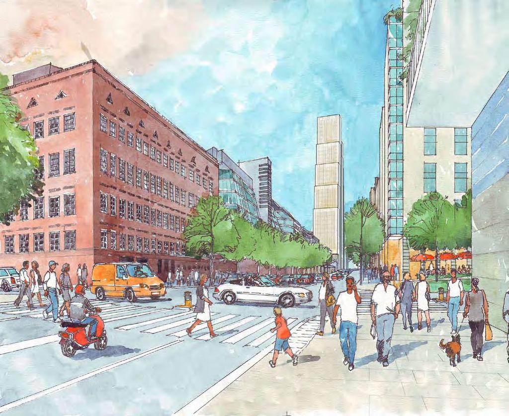 Stadsplanegestaltning N O R R A S T A T I O N S G A T A N Norra Stationsgatan har med sin genomfartstrafik och sina tunnelbaneuppgångar vid Torsplan goda förutsättningar att vara områdets främsta