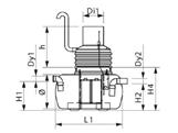 RSK-nr Modell Dy1 Dy2 Di1 L1 H1 H2 H4 Ø D V 8512250 5619416 3 l/s 110 110 600/1000 1950 860 790 1370 1000 250 165 8512252 5619422 6 l/s 160 160 600/1000 1950 860 790 1370 1000 250