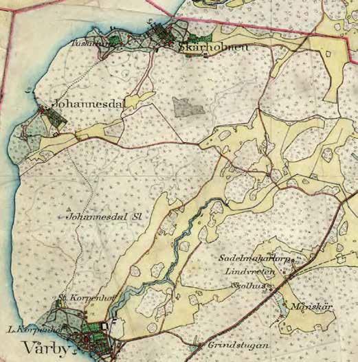 Sida 20 (67) Häradskarta över Skärholmen 1901-1906. Planområdets ungefärliga läge markerat i rött (Lantmäterimynidgheten).