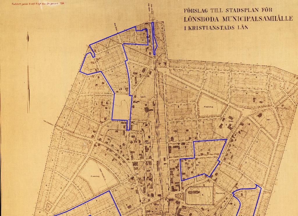 Detaljplaner Gällande stadsplan (fastställt genom Kungl. Maj:t 1936-02-24) för det aktuella planområdet anger inget specifikt användningsområde.