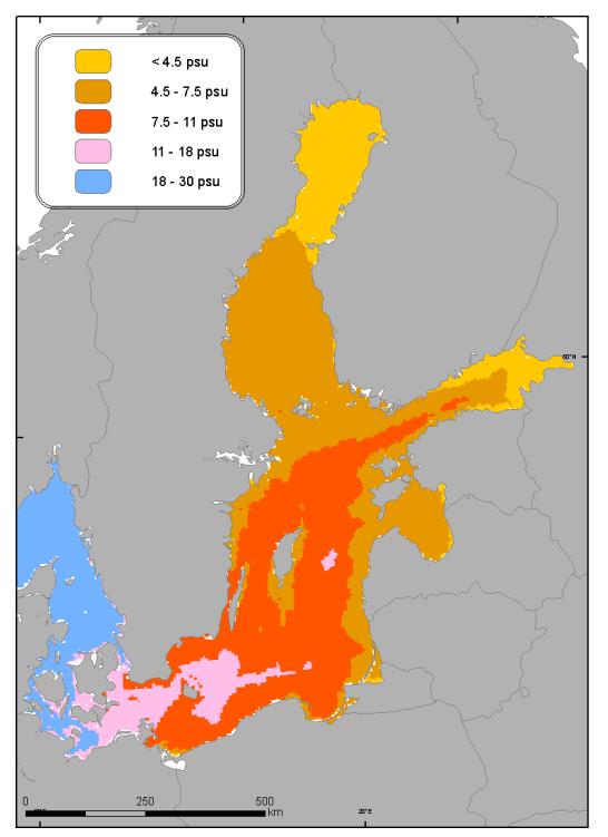 Figur 10. Salthaltsklasser (medel för 9 år; Cameron and Askew 2011). 1.5. Osäkerheter i bedömningar En viktig pusselbit i en naturvärdesbedömning är att redovisa bedömningarnas osäkerheter.