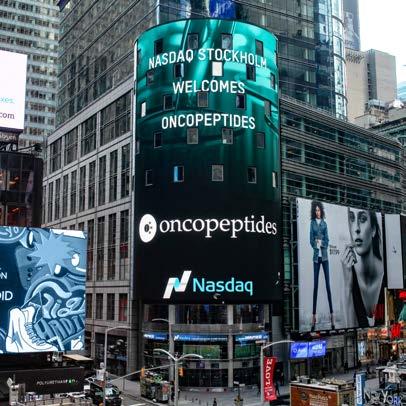 Första året som börsnoterat bolag Oncopeptides noterades på Nasdaq Stockholms huvudlista för medelstora bolag den 22 februari 2017.