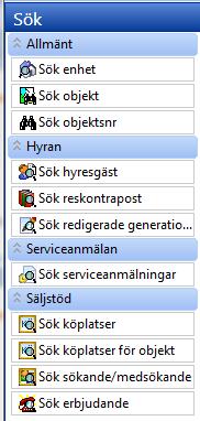 Sökning var du hittar de olika sökalternativen SÖKALTERNATIV I sidomenyn hittar du avsnittet Sök där vi samlat de olika