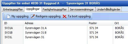 Antalet flikar som presenteras kan variera beroende på tillvalen du har i din licens.