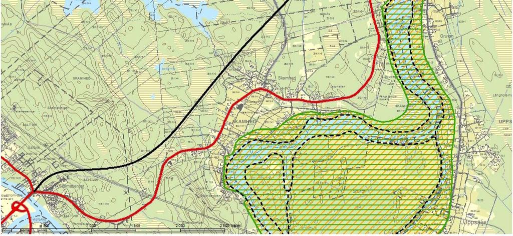 Hulån Duvnäs Skamhed Skamsberget Figur 3 Riksintressen Väg E16 och järnvägen Västerdalbanan är av riksintresse för kommunikation enligt miljöbalken (MB) 3 kap 8.