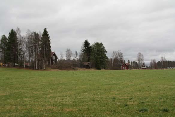 Bild till höger: Småbrutet jordbrukslandskap öster om Hulån Topografiskt är landskapet varierat med uppstickande höjder i skogsmarken och jordbruksmarken på de lägre