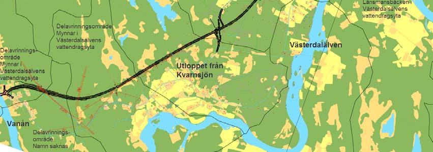 Figur 6 Översikt delavrinningsområden och recipienter. Miljöbalken samt Ramdirektivet för vatten 2000/60/EG (Vattendirektivet) ligger till grund för de svenska miljökvalitetsnormerna (MKN).