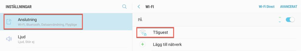 Inställningar för WI-FI Lämna terminalvyn Tryck snabbt fyra gånger på skärmen (nudda med två fingrar om vartannat) på skärmen tills lösenordsuppmaningen dyker upp. Fyll i lösenordet och klicka på OK.