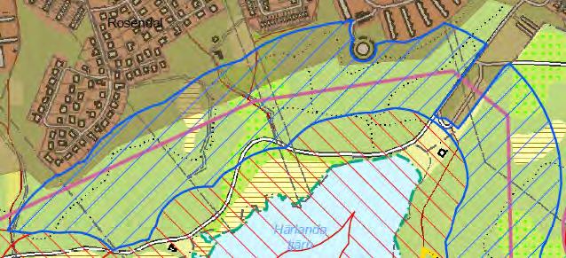 I de fall strandskydd redovisas inom planområdet till en utsträckning som överstiger det generella strandskyddet om 100 meter, så omfattas den delen av planområdet av Beslut om utvidgat strandskydd i