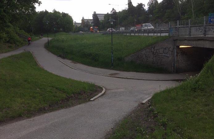 Planerad sträcka: Norr om Stortorpsvägen utgörs stråket av en kombinerad gång- och cykelbana som löper parallellt med Perstorpsvägen.