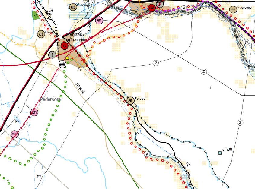6 3.2 Österbottens landskapsplan 2030 Bild 5. Utdrag ur Österbottens landskapsplan 2030 (delgeneralplanändringens ungefärliga läge märkt med röd cirkel).