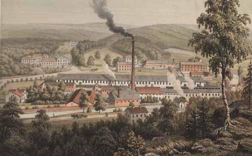 DETALJPLAN FÖR DEL AV MÖLNLYCKE 1:1 M FL 53 Figur 10-1. Mölnlycke fabriker, c:a år 1870.