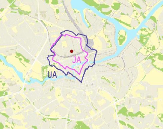 förkortade restiden blir störst närmst staden.