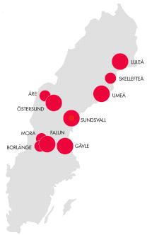 DOMINERANDE POSITION I NORRA SVERIGE Diös är det största privata fastighetsbolaget i norra Sverige, men bara en medelstor aktör i jämförelse med andra svenska fastighetsbolag.
