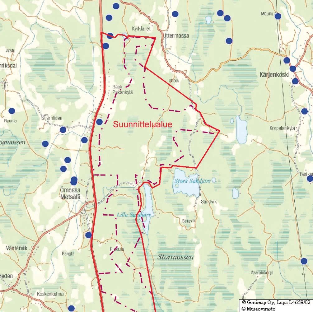 2.2.6 Fornminnen I planområdets nordvästra hörn finns en registrerad fornlämning: Kristinestad Lappfjärd Back 1, gravröse Objektet är av fredningsklass 2, vilket innebär att det krävs närmare
