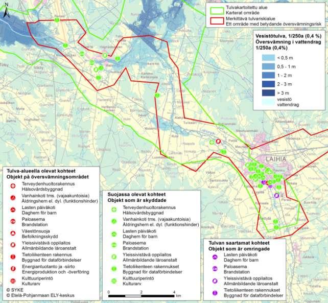 I bild 5 presenteras den regionala fördelningen av de specialobjekt som ligger i det översvämningskarterade.