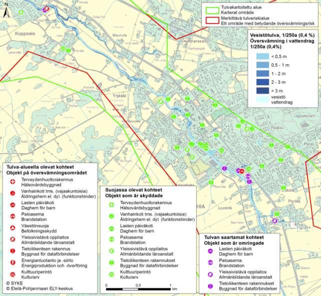 Bild 6. De specialobjekt som ligger i aihela centrum och som är svåra att evakuera (RHR 2011).