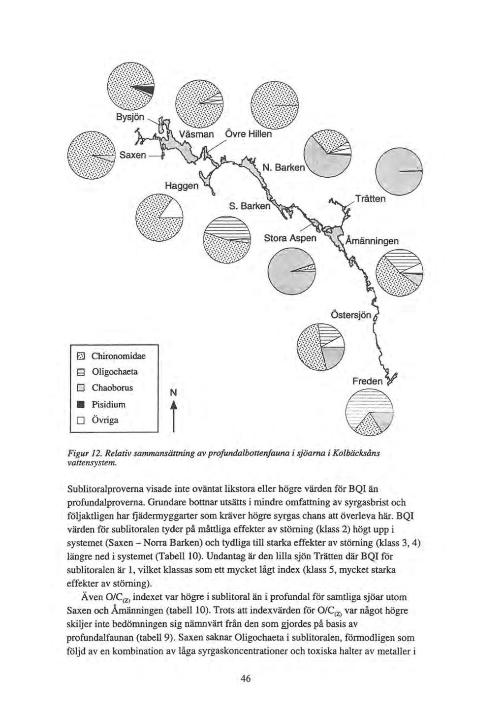 ., Väsman Ovre Hillen {g~,~:. Saxen Östersjön ~ Chironomidae g Oligochaeta D Chaoborus Pisidium O Övriga N i Figur 12.