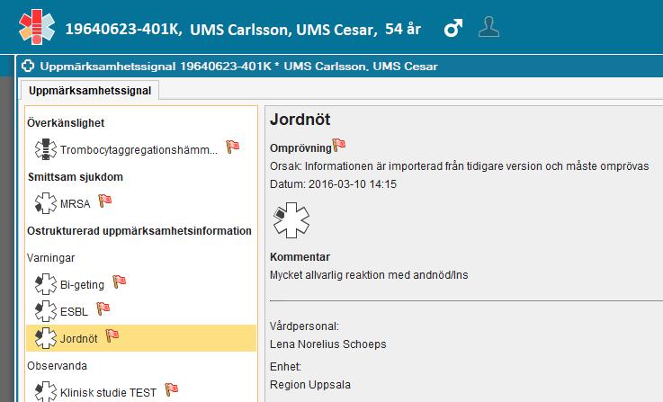 Ostrukturerad information Registreringar som dokumenterats i tidigare version av COSMIC visas under rubriken Ostrukturerad information. Dessa behöver manuellt flyttas till korrekt kategori.