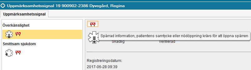 Nödöppning av spärrad uppmärksamhetsinformation