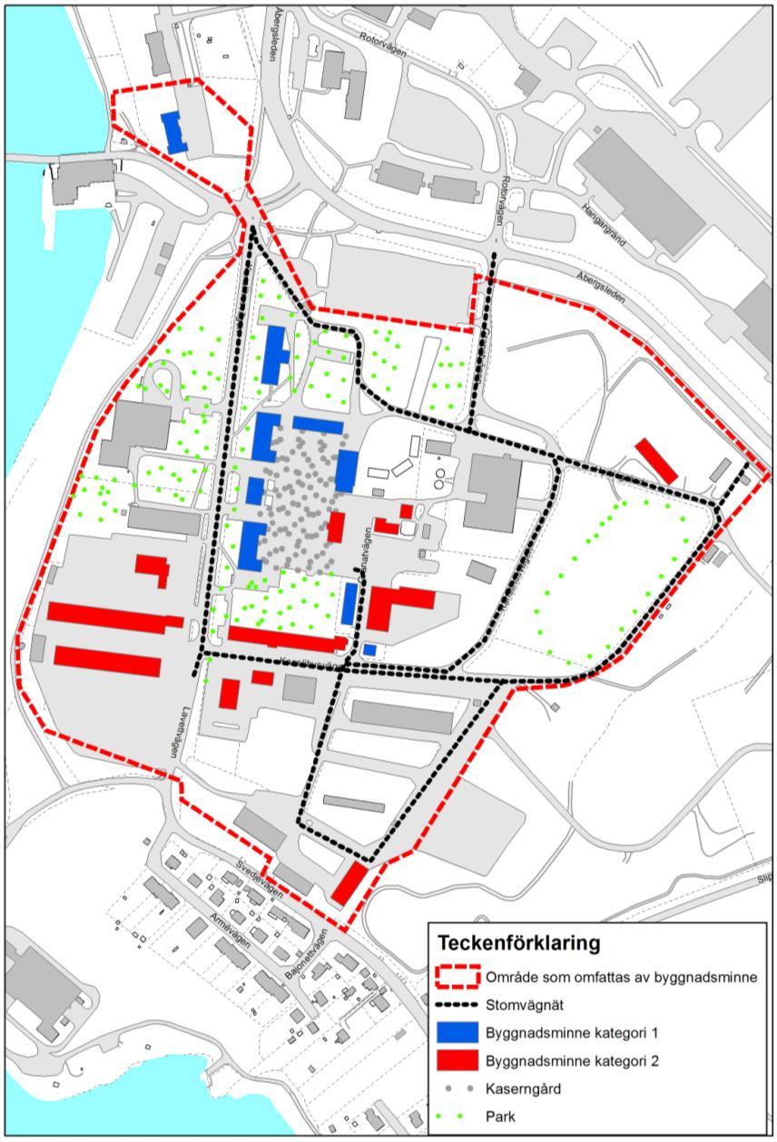 Byggnadsminne Aktuellt planområde ingår i byggnadsminnet A8. Beslut om övergång från statligt byggnadsminne till byggnadsminne fattades 2003-10-01.