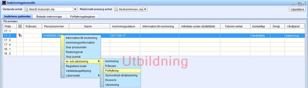 och väntar på plats i kommun. Detta innebär att patienten ej skrivs ut från den medicinskt ansvariga enheten, utan en förflyttning görs i Cosmic, dvs.