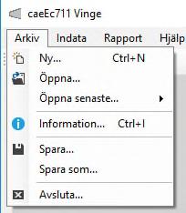 caeec711 Vinge Sidan 5(15) 3.1 Arkiv Figur 4 Arkiv Under Arkiv/Information finns möjlighet för inmatning av information gällande projektet, så som Projekt, Position samt Beskrivning.