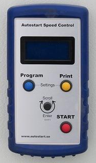 Manual för Autostart Speed Control Utrustningen startas genom att man dra ut den röda knappen på instrumentpanelen märkt med Autostart.