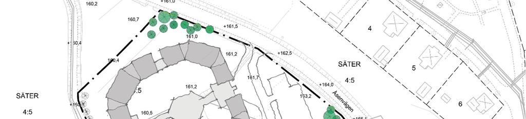 Illustration av byggnad för särskilt boende. Byggnaden är tänkt att gestaltningsmässigt delas upp så att den upplevs bestå av flera byggnadsvolymer.