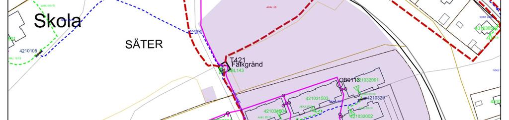 Nytt område för nätstation finns reserverat i planen längre söderut på den västra sidan av gång- och cykelvägen genom ett område för tekniska anläggningar (E).