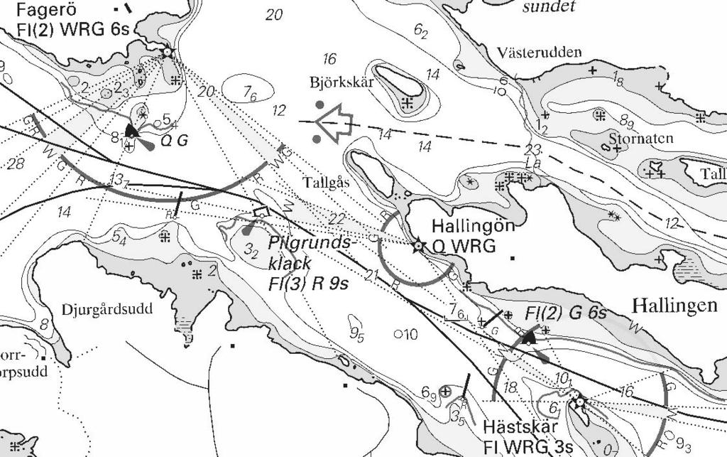 Positioner: a) 59-29,17N 16-52,36E b) 59-29,79N 16-49,92E Djupuppgiften 7,6 m samt symbolen för undervattenssten ska införas på position a).