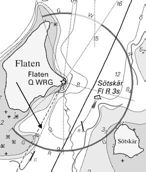 160 G 187 W 212 R 285 G 360 R 023,5 G 048 Båtsportkort: Mälaren sid 6 och 7 Sv Fyrl: 394300 Sweden. Lake Mälaren. Fulleröfjärden. Flaten light.