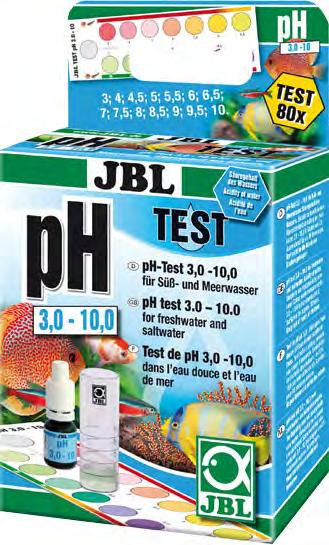 ph-test JBL ph test-set 3,0-10 är ett lätt genomförbart snabbtest för en omedelbar kontroll av ph-värdet inom området 3,0-10. INSTRUKTION: 1.