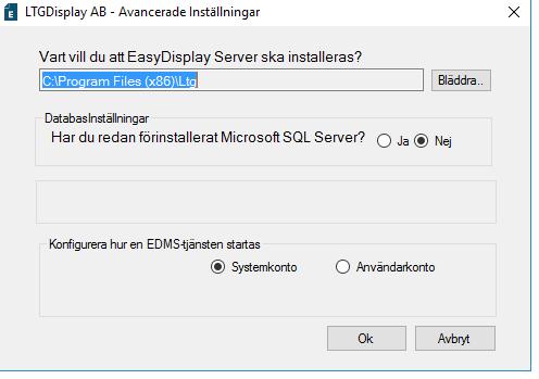 EasyDisplay - RolloutExe Sida 3 av 5 Bakgrund RolloutExe är ett verktyg för automatiserad installation/konfiguration av SQL2014 & EasyDisplay8. Tillgänglig på http://support.ltg.