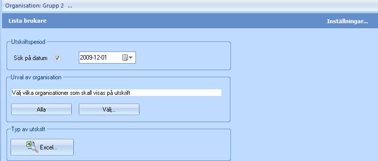 Lista brukare Denna rapport hämtar uppgifter från samtliga flikar under modulen brukare. Du kan kombinera fält utifrån vad du vill skriva ut.